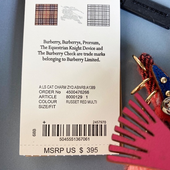 NEW Burberry Rufus Cat Studded Key Charm - Picture 7 of 7